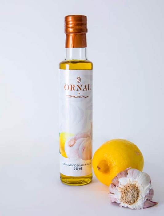 Økologisk Ekstra Jomfru Olivenolie med Hvidløg og Citron 250 ml.