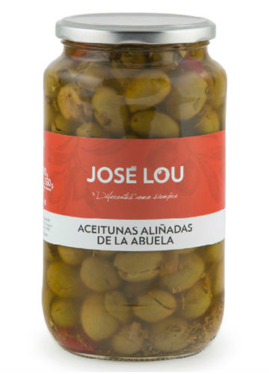 Abuela - krydrede grønne oliven med sten – 550g