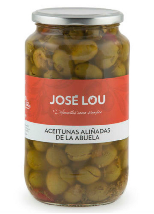 Abuela - krydrede grønne oliven med sten – 550g