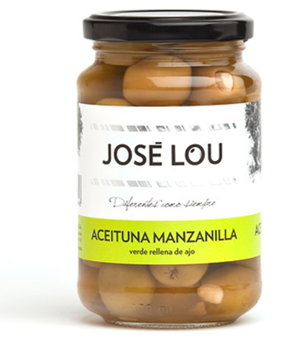 Manzanilla Oliven med Hvidløg 200 g.