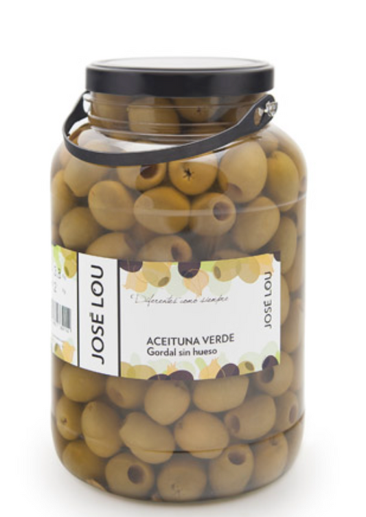 Gordal oliven – Store grønne oliven uden sten Kalibre 60/80 1,8 kg.