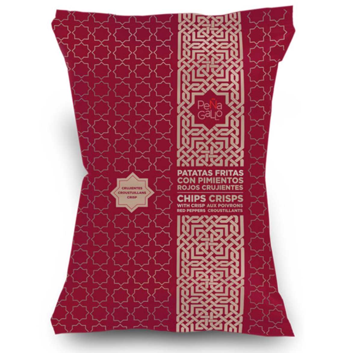 Sprøde kartoffelchips med stykker af rødpeber 50g.